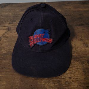 Vintage Planet Hollywood Hat Unisex blue Cotton Synthetic Leather Snapback